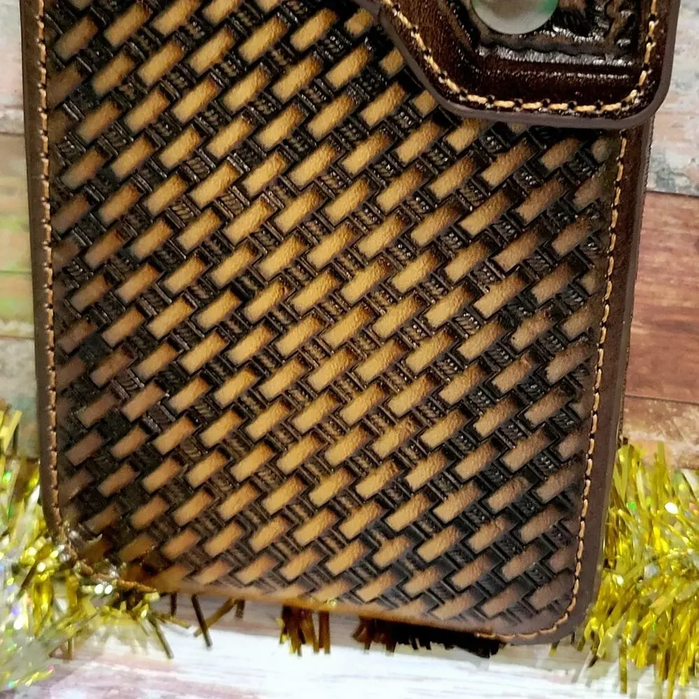 Longhorn Leather Phone Holstor With Belt Clip LARGE 7x4